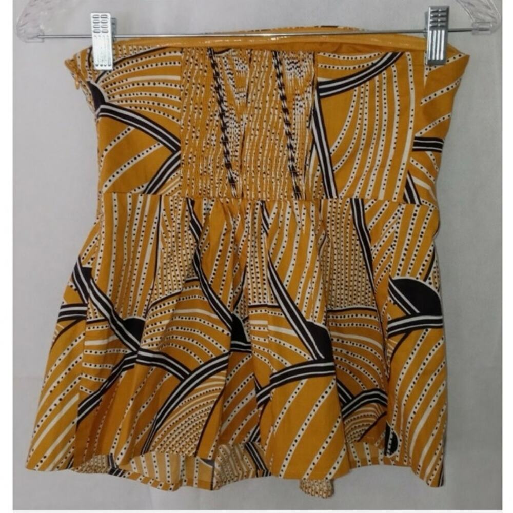 Floreat‎ Sz 8 Gold Yellow Black Dotted Sleeveless Strapless Anthropologie Boho - Picture 3 of 6